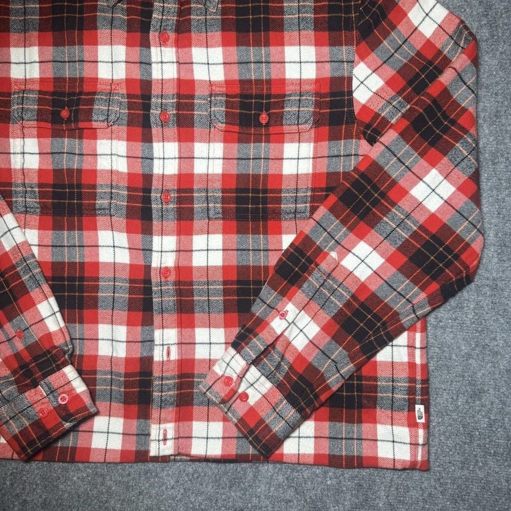 The North Face Arroyo Button Up Flannel Shirt Shacket Men Large Red Plaid Button